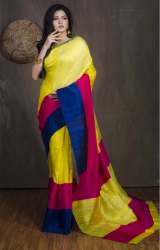 Matka Tussar Saree with Skirt Border in Yellow
