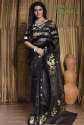 Muslin Jamdani Saree in Black with Gold  Work