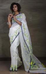 Silk Linen Jamdani Saree in Off White