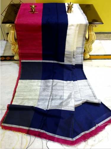 Tussar Matka Silk Saree in Magenta