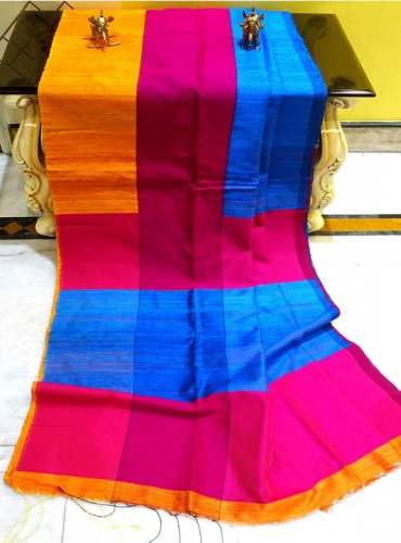Tussar Matka Silk Saree with Skirt Border in Gold