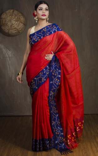 Tussar Silk Saree with Woven Satin Border 