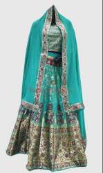 Brocade semi stitched Lehenga with zari brocade