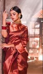  copper zari work Kanjivaram silk Saree