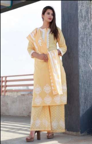 Yellow Kurti Pant set with Dupatta by Rapurna s boutique