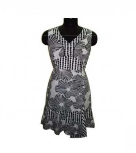 Fancy Black Printed Knee Length Frock
