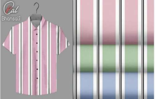 Cotton stripe shirting fabric by Bhansali Corporation