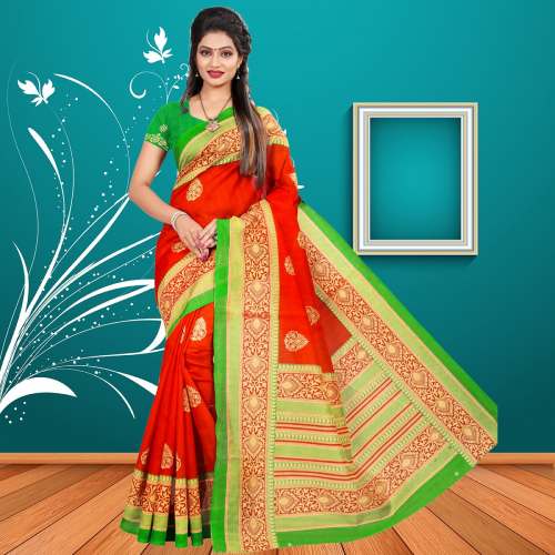 Bhagalpuri silk with running blouse 