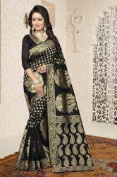 Gopi Fashion Black Colored Banarasi Silk Saree.