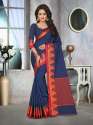 Gopi Fashion Navy Blue Colored Cotton Jute Saree.