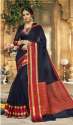 Navy Blue Colored Khadi Silk Saree. thumb 1