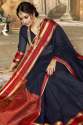 Navy Blue Colored Khadi Silk Saree. thumb 2