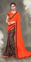 Orange Royal Satin + Chiffon Colored Saree.