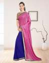 Pink & Blue Colored Chiffon Saree. thumb 1