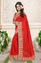 Red Colored Georgette Saree. thumb 2