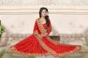 Red Colored Georgette Saree. thumb 3