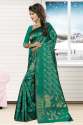 Teal Green Colored Kanjivaram Silk Saree. thumb 1