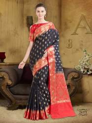 Viva N Diva Black Colored Banarasi Silk Saree.