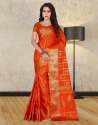 Gopi fashion Orange Colored Banarasi Silk Saree.