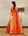 Gopi fashion Orange Colored Banarasi Silk Saree. thumb 1
