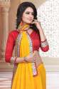 Yellow Colored Georgette Saree. thumb 1