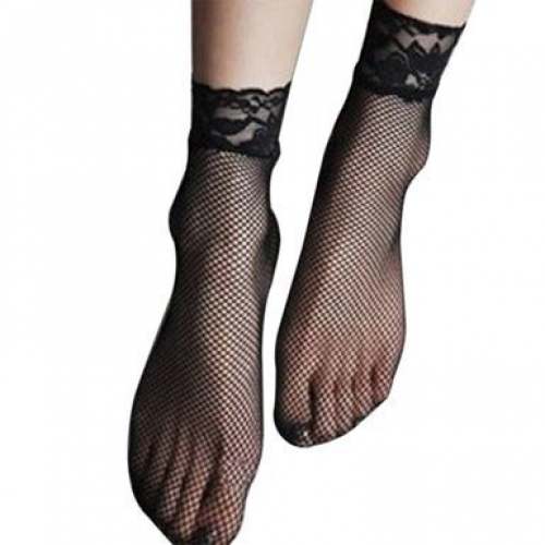 Ladies Stylish Black Fishnet Ankle Socks by Sahib Hosiery Factory