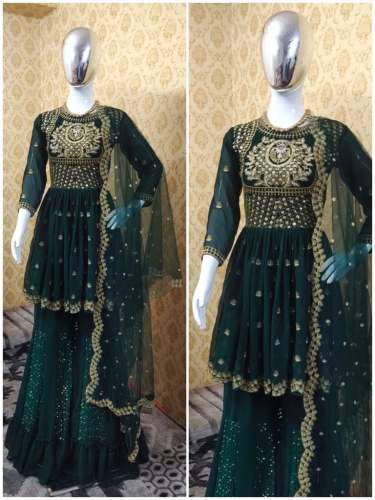 Fancy Georgette Heavy Embroidered Sharara Suit by S b fashion