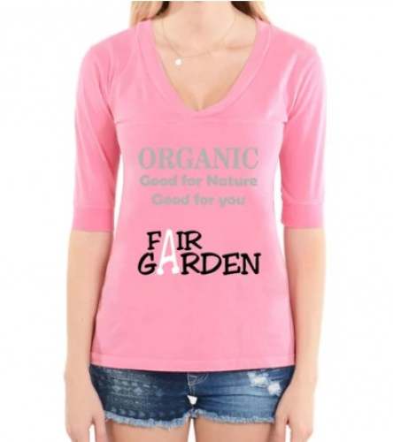 Ladies Cotton Pink V-Neck T shirts by Fair Garden