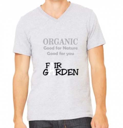 Men Cotton Grey V-Neck T shirt