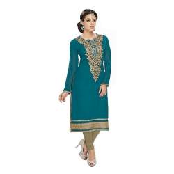 Round Neck Straight Embroidered Kurtis