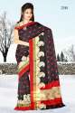 Black and red colour printed saree 