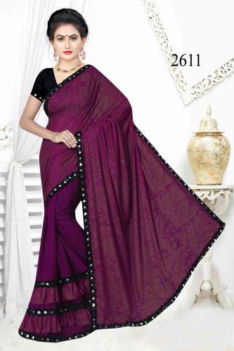 Fancy plain lace border saree