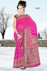 printed saree pink colour