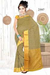 Yellow silk saree with silk patta