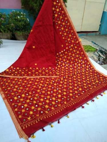 Mirror Work Design Silk Cotton Saree  by Sanghamitra Sarees