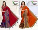 Orange And Maroon Printed Saree