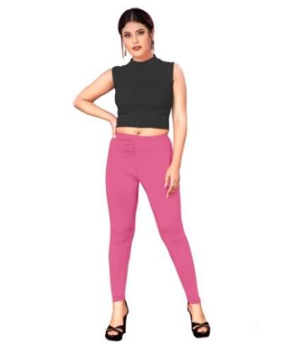 Buy Stretchable Pink Ankle Length Legging by Gunatit Leggings