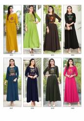 Designer new Long Gown Rayon Slub Kurtis 