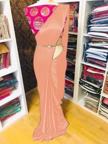 Designer Plain Satin Saree