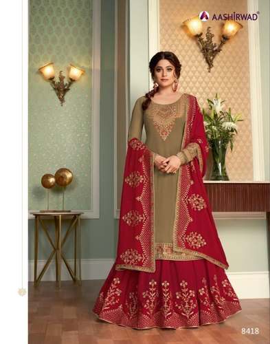 Elegant Kurti With Sharara Embroidered Suit 