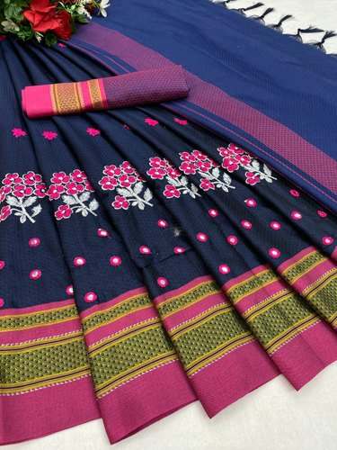 Traditional Khan Embroidered Saree 