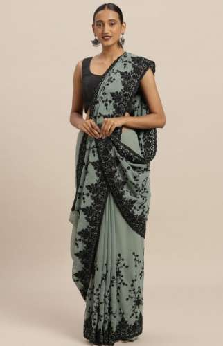 black embroidery saree by Soch Apparels Pvt Ltd