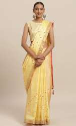 mirror work chanderi saree