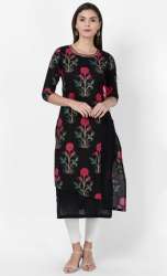 red flower print cotton kurti