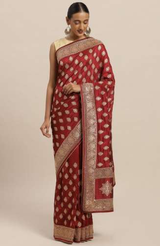 red raw silk saree