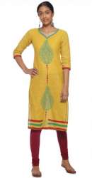 yellow cotton kurti