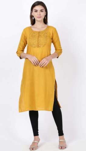 yellow straight kurti