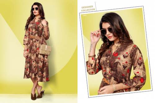 fashionvalley reyon printed kurti with belt by Fashion Valley Dresses