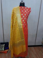 Banarsi Silk Salwar Suit with Contrast Dupatta