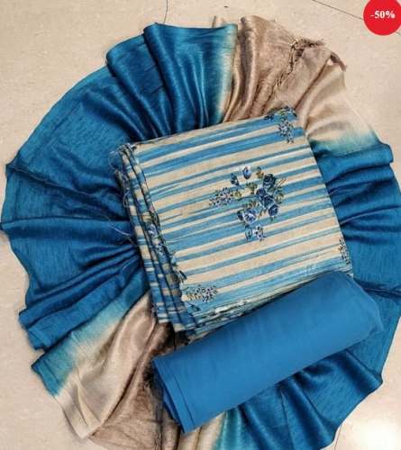 Fancy Blue Printed Pashmina Dress Material 